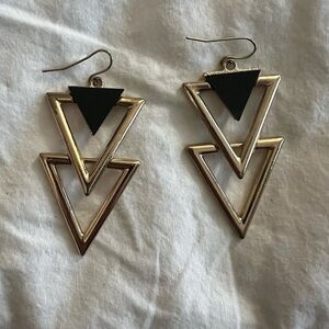 Geometric Gold and Black Earrings